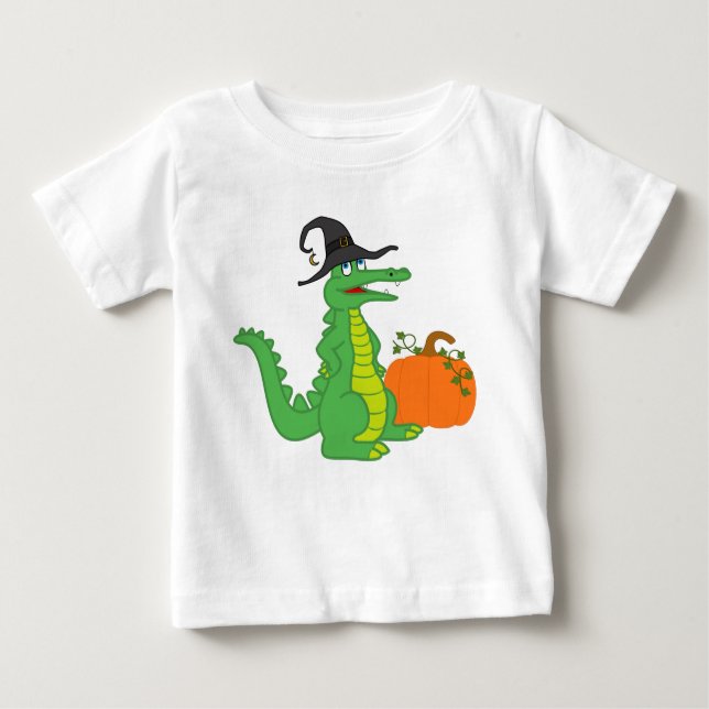 Alligatorhexe mit Halloween-Kürbis Baby T-shirt (Vorderseite)