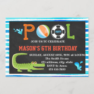 Alligatorpool-Geburtstags-Party Einladung