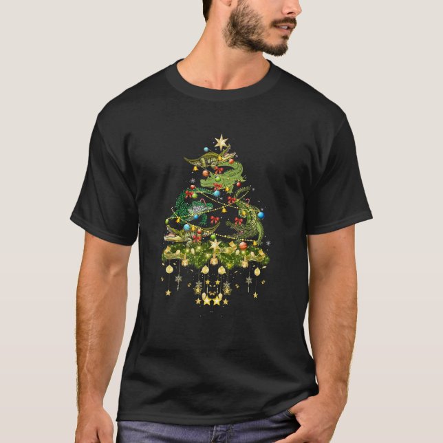 Alligators Christmas Tree Lights Holiday Alligator T-Shirt (Vorderseite)
