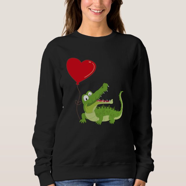 Alligators With Heart Balloon Valentines Day Love  Sweatshirt (Vorderseite)