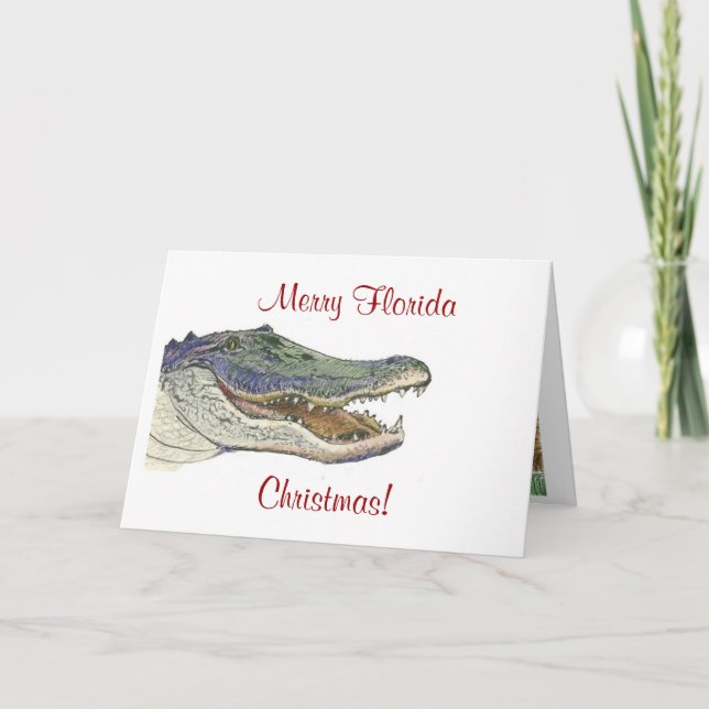Alligatorweihnachtsgrüße Feiertagskarte (Vorderseite)