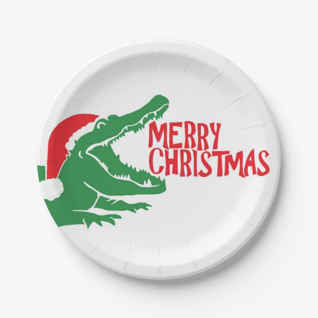AlligatorweihnachtsPappteller Pappteller (Vorderseite)