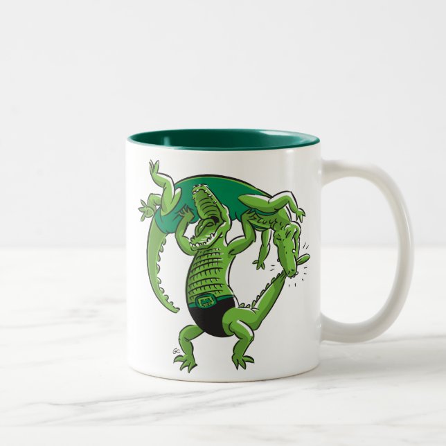 AlligatorWrestling-Tasse Zweifarbige Tasse (Rechts)