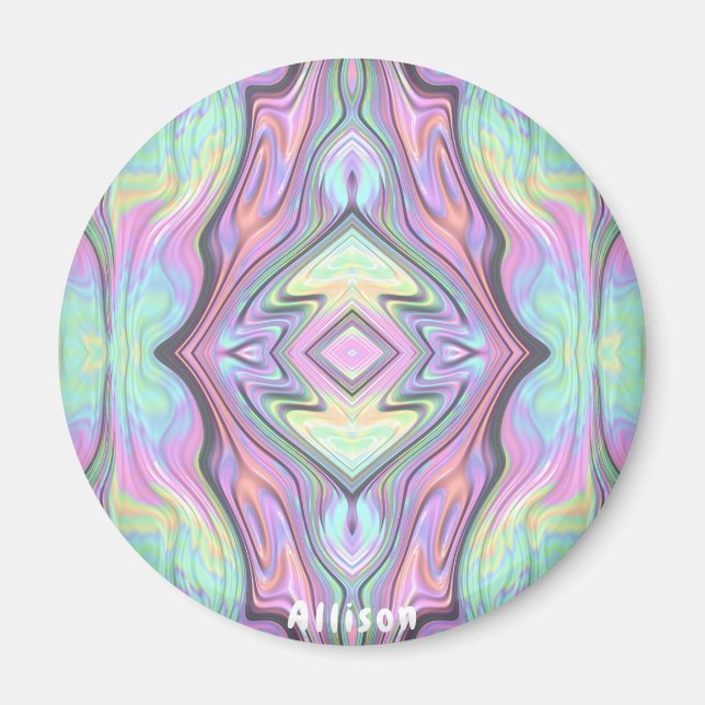 ALLISON ~ Gelbgrün und rosa Peeldesign Magnet (Vorne)