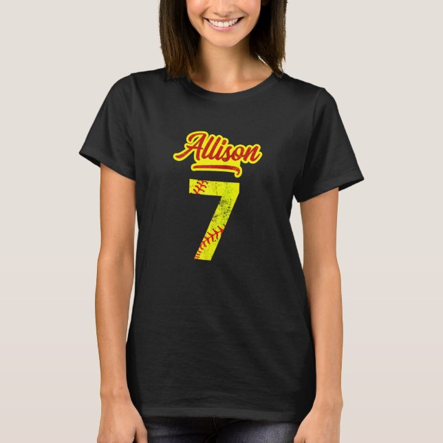 Allison Softball No. 7 Jersey Number 7 Catcher & P T-Shirt (Vorderseite)
