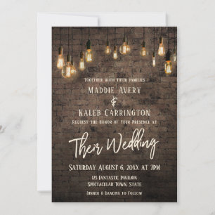 Allisons v4 Backstein-Edison-Leuchten-Hochzeit Einladung