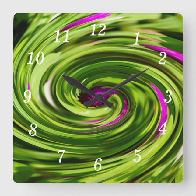 Allium Abstrakt Wall Clock Quadratische Wanduhr (Vorderseite)