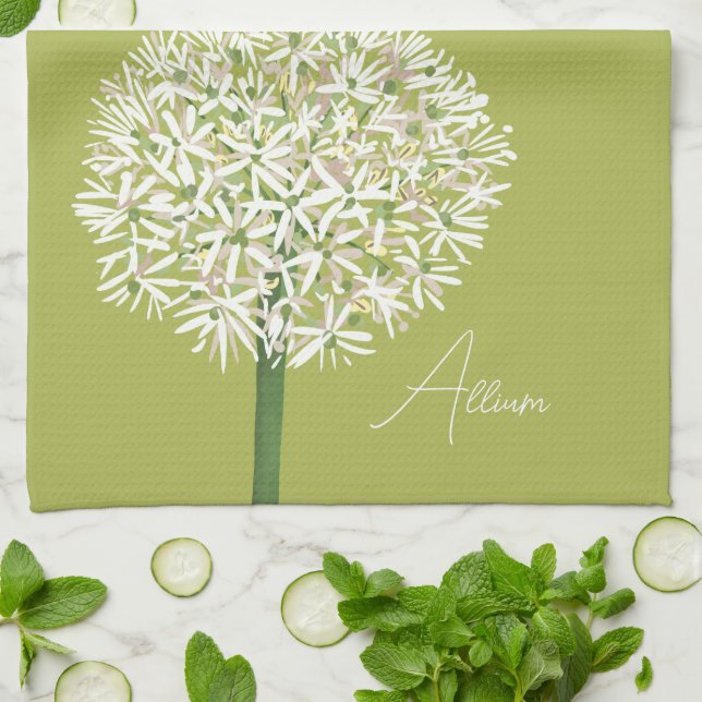 Allium Flower Botanical Art | Elegant Flora Geschirrtuch (Gefaltet)