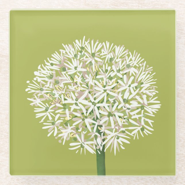  Allium Flower Botanical Art | Elegant Flora Glasuntersetzer (Vorderseite)