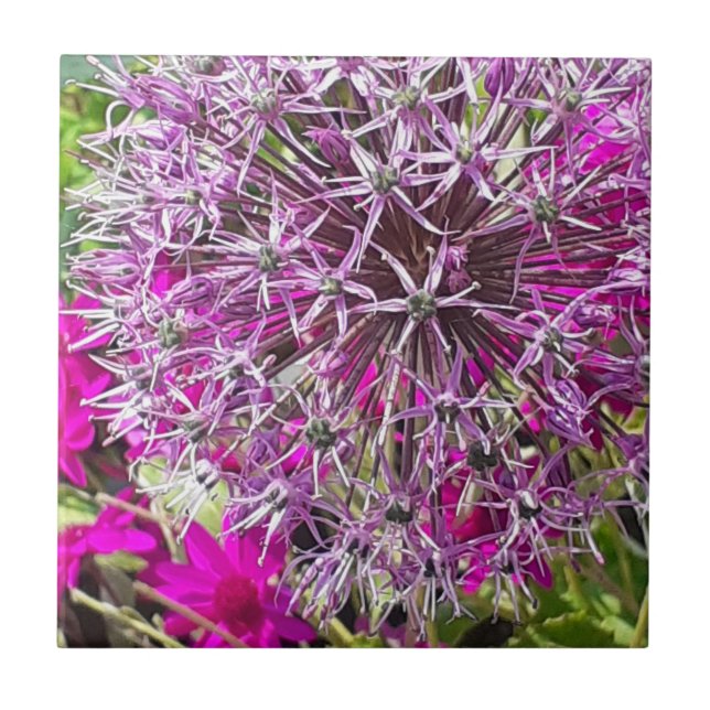 Allium & Summer Blume Keramik Tile Fliese (Vorderseite)