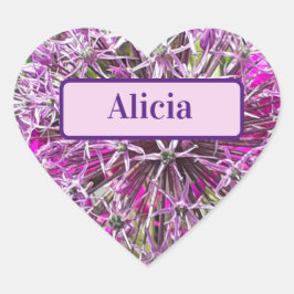 Allium & Summer Blume Personalisiert Herz-Aufkleber