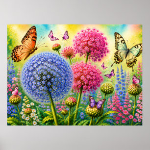 Allium und Schmetterlinge Poster