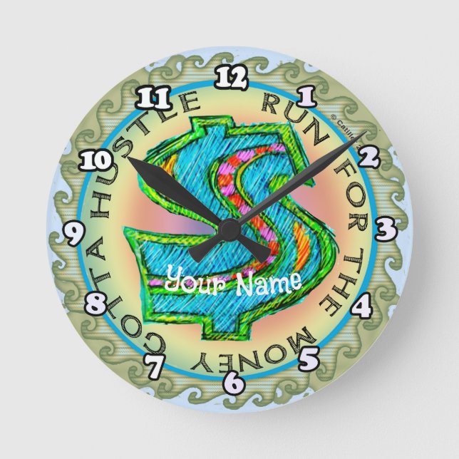 Allmächtiger Dollar Runde Wanduhr (Vorderseite)