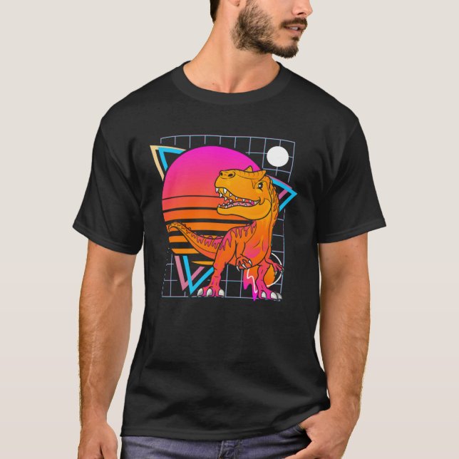 Allosaurus Dinosaur Retro 80s Style Vintage T-Shirt (Vorderseite)