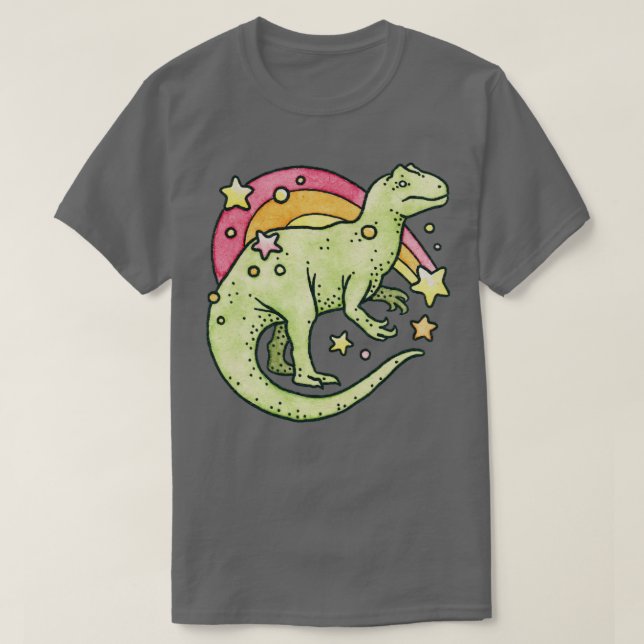 Allosaurus Rainbow Retro Dinosaurier T-Shirt (Design vorne)