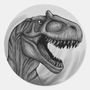 Allosaurus Sketch Runder Aufkleber