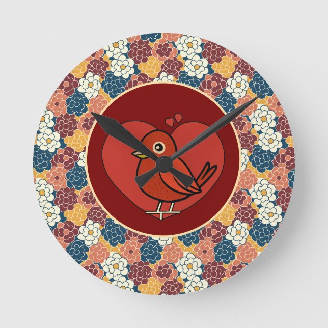 allover flower design runde wanduhr (Vorderseite)