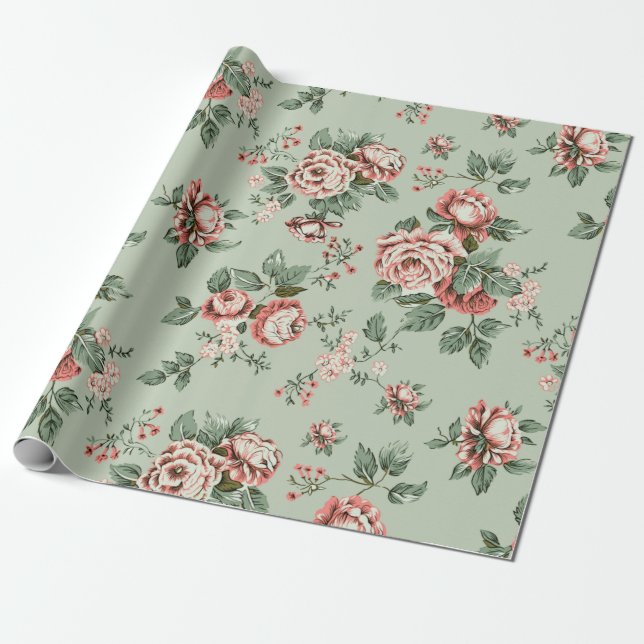 Allover multi motif flowers ornament Seamless patt Geschenkpapier (Ungerollt)