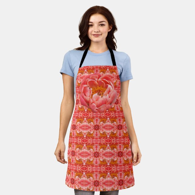 Allover Print Schürze Coral Peony (Getragen)