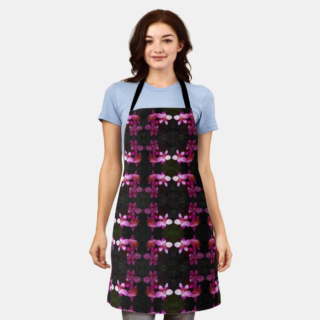 Allover Print Schürze Lila Orchid Trio (Getragen)