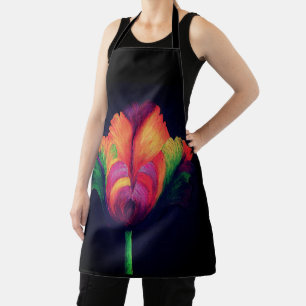 Allover Print Schürze Regenbogen Parrot Tulip