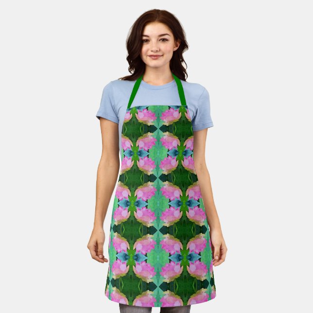 Allover Print-Schürze Rosa Lotus Abstrakt Schürze (Getragen)