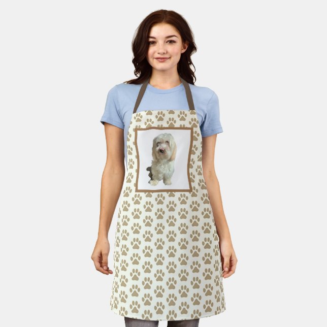 Allover Print Schürze White Havanese (Getragen)