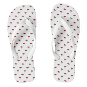 Allover Rot-Blau Mohn Blume Blumendesign Flip Flops