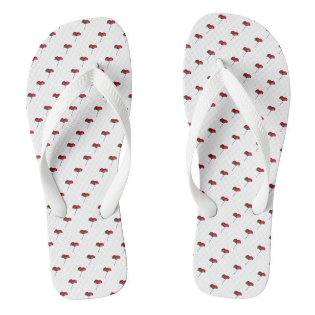 Allover Rot-Blau Mohn Blume Blumendesign Flip Flops (Fußbett)