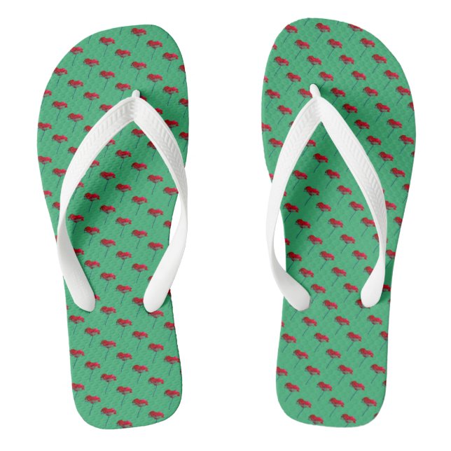 Allover Rot-Mohn Blume Blumendesign Flip Flops (Fußbett)