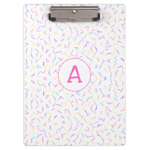Allover Sprinkles Pink Multi Initial Clipboard Klemmbrett