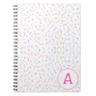 Allover Sprinkles Pink Multi Initial Notebook Notizblock
