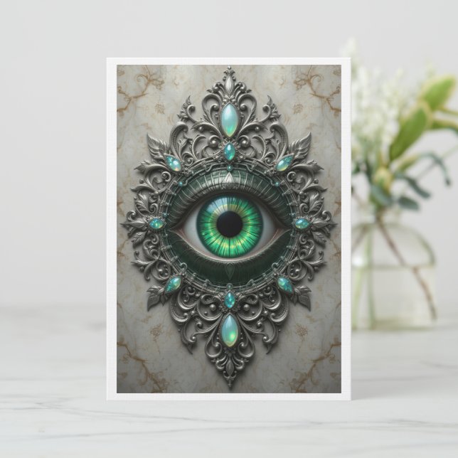 Allsehendes Auge Brosche Karte (Stehend Vorderseite)