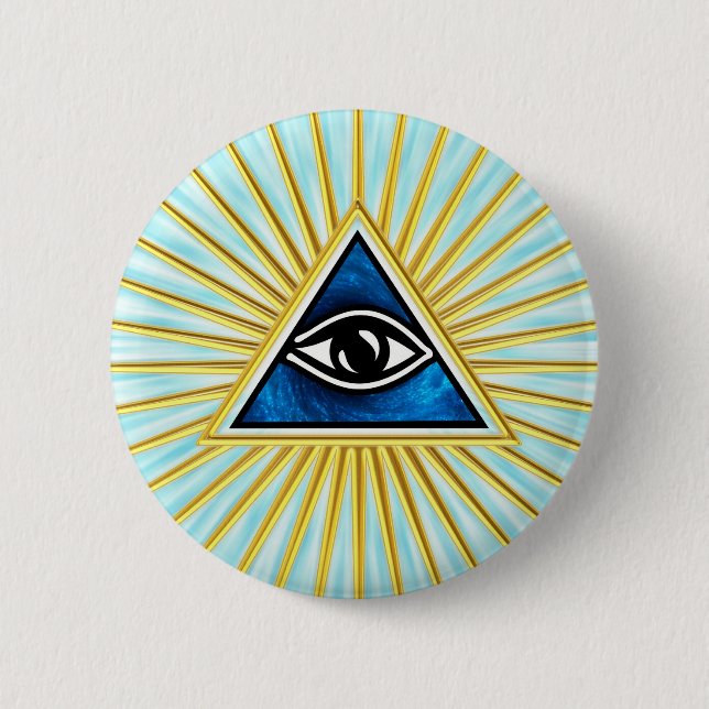 Allsehendes Auge Gottes, Pyramide, Freimaurer Button (Vorderseite)