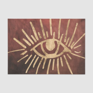 Allsehendes Auge hellgold karminrot abgenutzt Seidenpapier