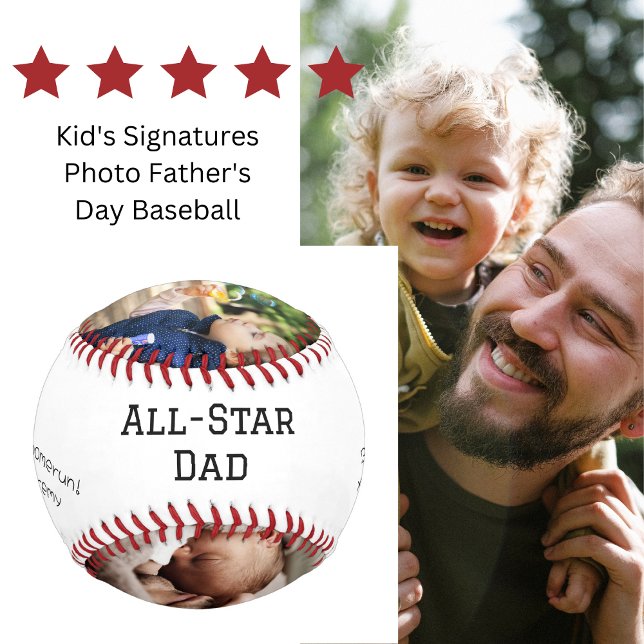 Allstar Vater Kid's Signatures Foto Vatertag Baseball (Kid's Signatures Photo Father's Day Baseball)