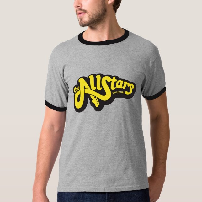 AllStars gelbes zusammenlogo auf Grau T-Shirt (Vorderseite)