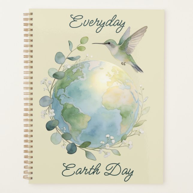 Alltäglicher Earth Day Kolibri Vogel Planer (Vorderseite)