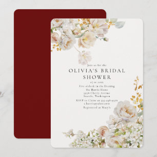 Allure - Weiße Rosen und Gipskraut Brautparty Einladung