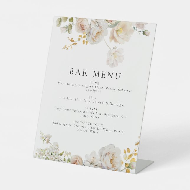 Allure - Weiße Rosen und Gipskraut Sockelschild (Vorderseite)