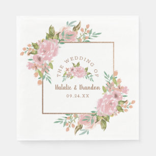 Alluring Rose Vintage Dusty Pink Wedding Monogram Serviette