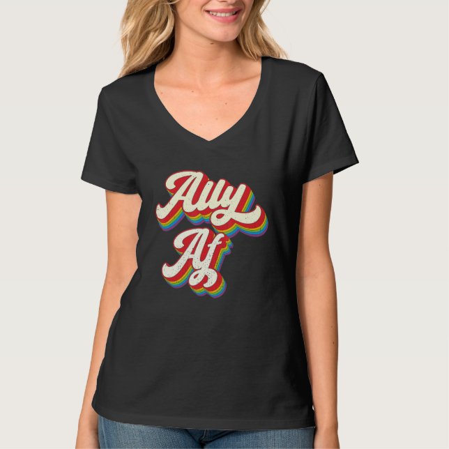 Ally AF - Gay Pride Month Shirt - LGBT Rainbow (Vorderseite)