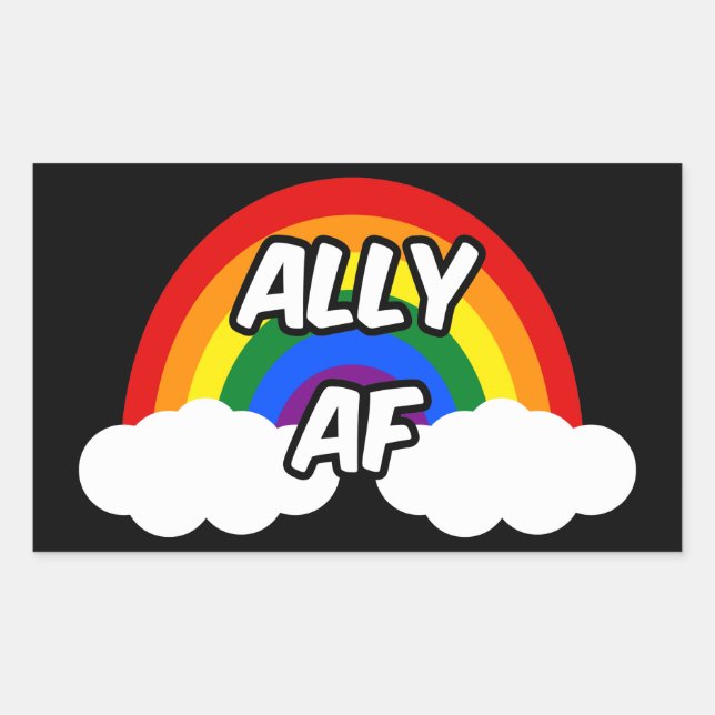 Ally AF I - LGBTQ-Flaggen Gay Trans Queer Stolz Rechteckiger Aufkleber (Vorderseite)