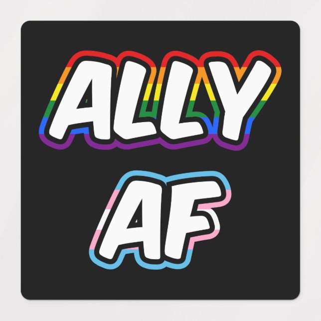 Ally AF II - Queer Stolz der Gay Trans-Flagge für  Etiketten (Design 1)
