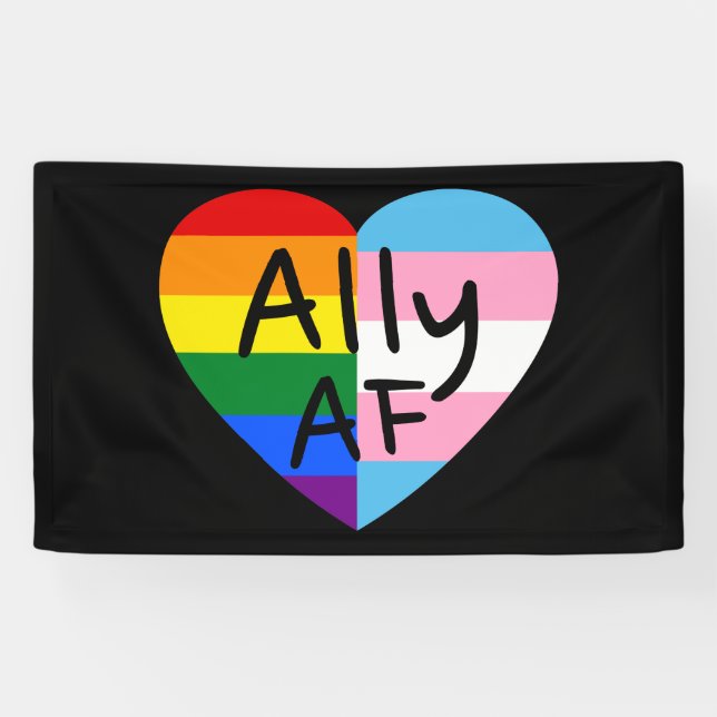 Ally AF III - Queer Stolz der Gay Trans-Flagge für Banner (Horizontal)