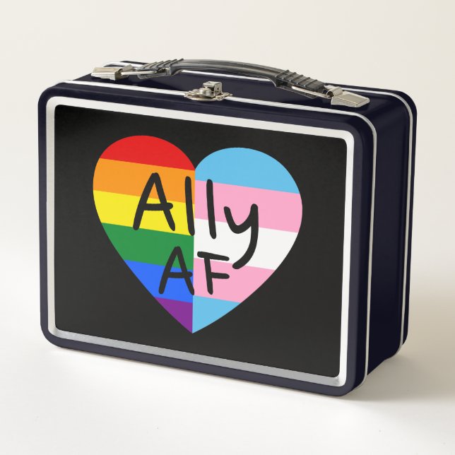 Ally AF III - Queer Stolz der Gay Trans-Flagge für Metall Brotdose (Vorderseite)