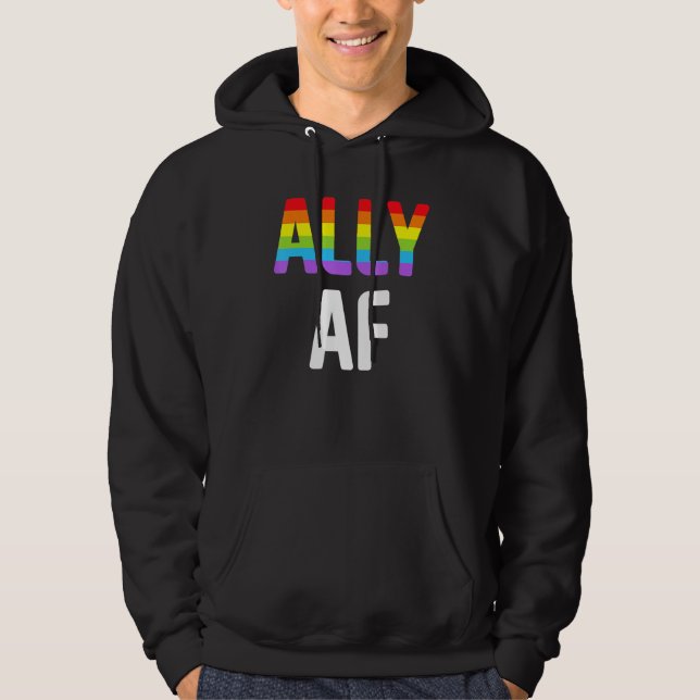 Ally AF LGBTQ Lesbian Gay Pride Support Advocate M Hoodie (Vorderseite)