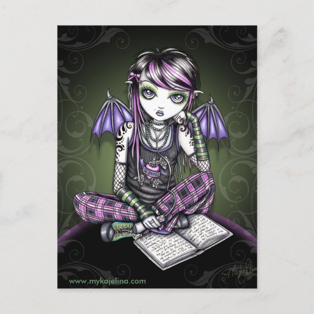 Ally Bat Winged Emo Ipod Fairy Postkarte (Vorderseite)