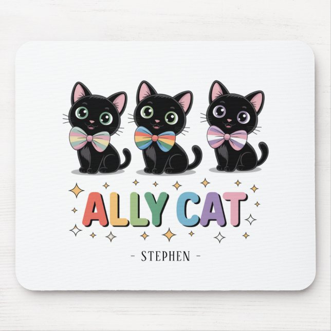 Ally Cat - Black Cat LGBTQ Prix Mousepad (Vorne)