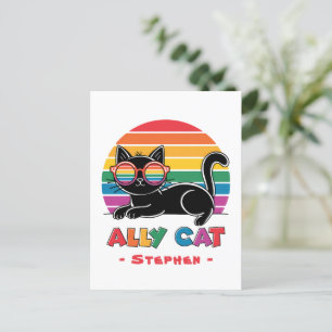 Ally Cat - Black Cat mit Rainbow Sunglasses LGBTQ Postkarte